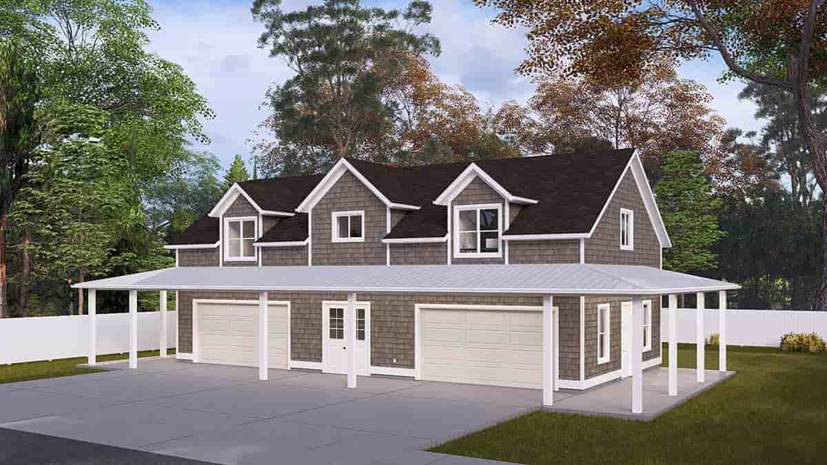 Country, Farmhouse Garage-Living Plan 83684 with 1 Beds, 2 Baths, 4 Car Garage Picture 1