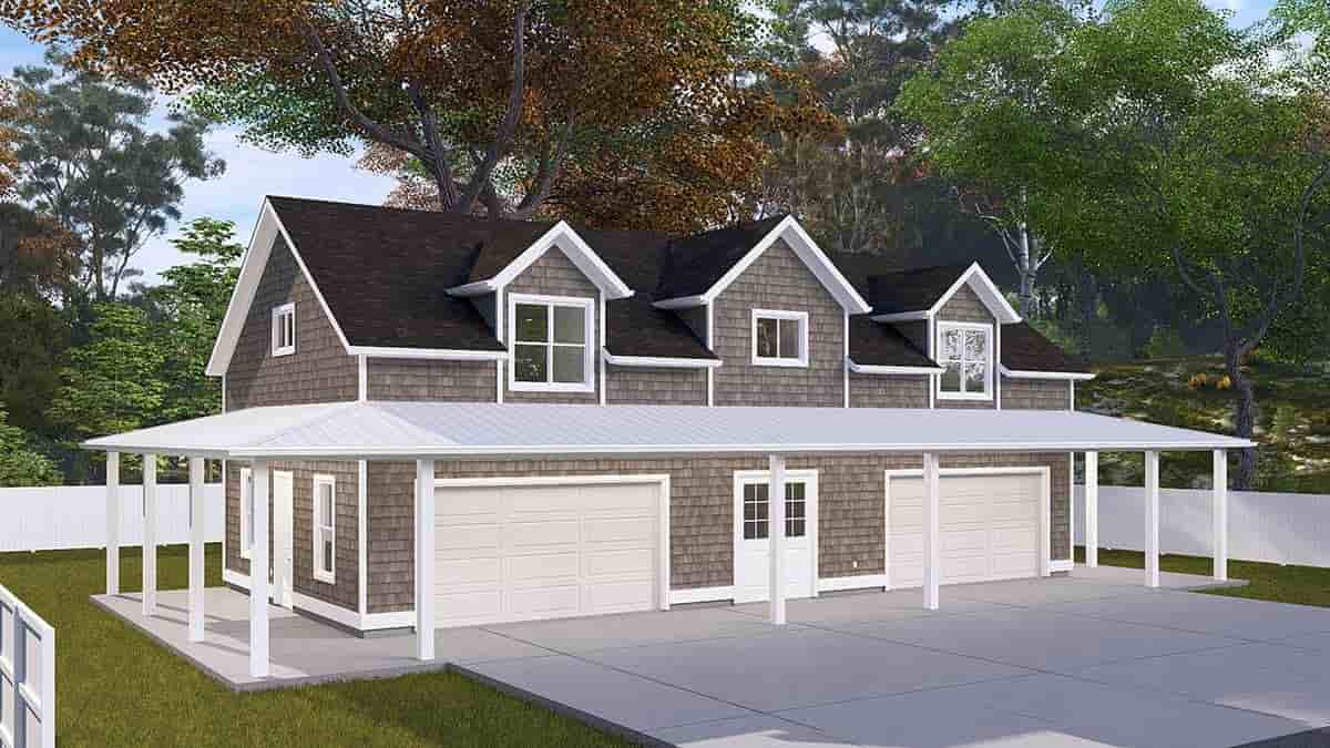 Country, Farmhouse Garage-Living Plan 83684 with 1 Beds, 2 Baths, 4 Car Garage Picture 2
