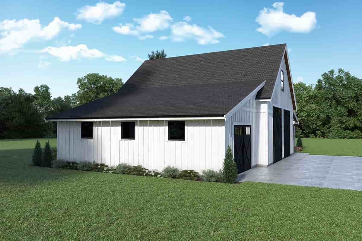 Country, Craftsman, Farmhouse Garage-Living Plan 83811 with 1 Beds, 2 Baths, 3 Car Garage Picture 2
