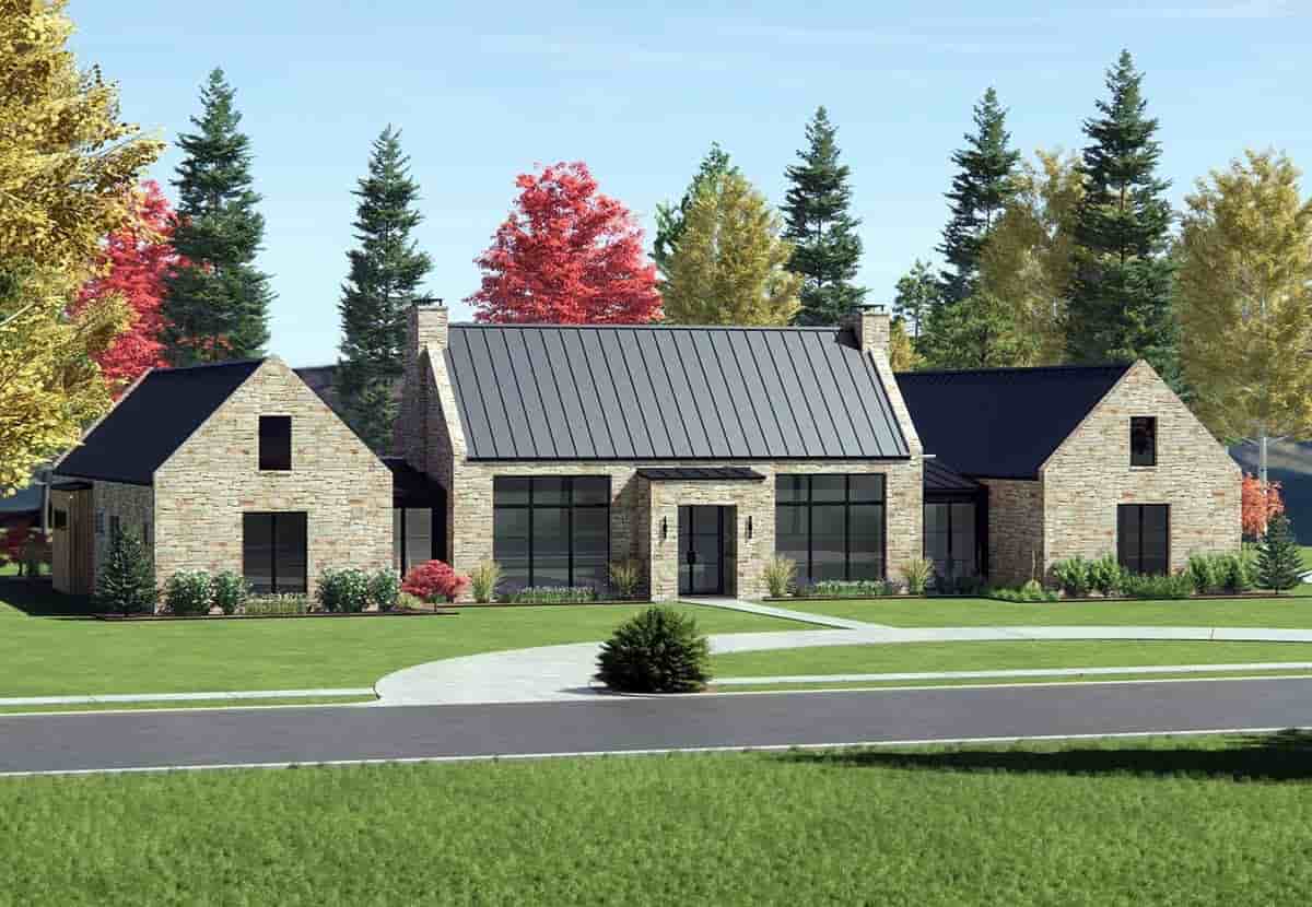 Contemporary, Ranch House Plan 84114 with 4 Beds, 5 Baths, 3 Car Garage Picture 2