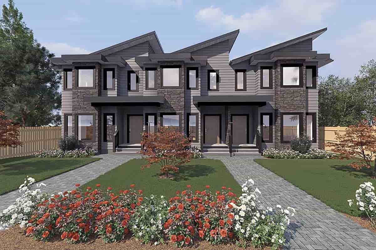 Contemporary, European Multi-Family Plan 84630 with 8 Beds, 9 Baths Picture 1