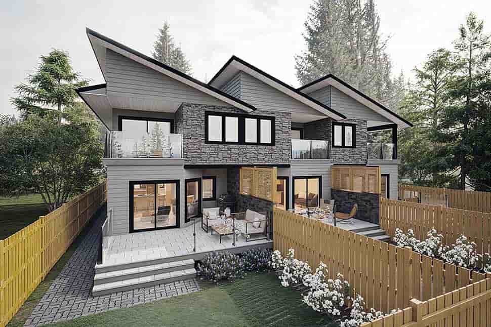 Contemporary, European Multi-Family Plan 84630 with 8 Beds, 9 Baths Picture 2