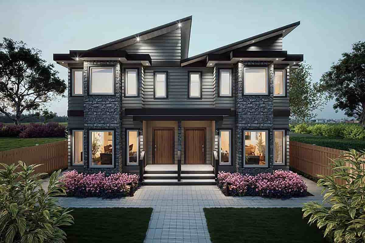 Contemporary, European Multi-Family Plan 84634 with 5 Beds, 6 Baths Picture 1