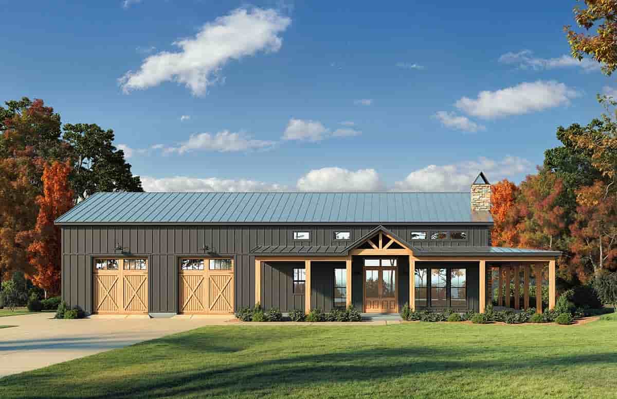 Barndominium, Farmhouse House Plan 84710 with 3 Beds, 2 Baths, 2 Car Garage Picture 1