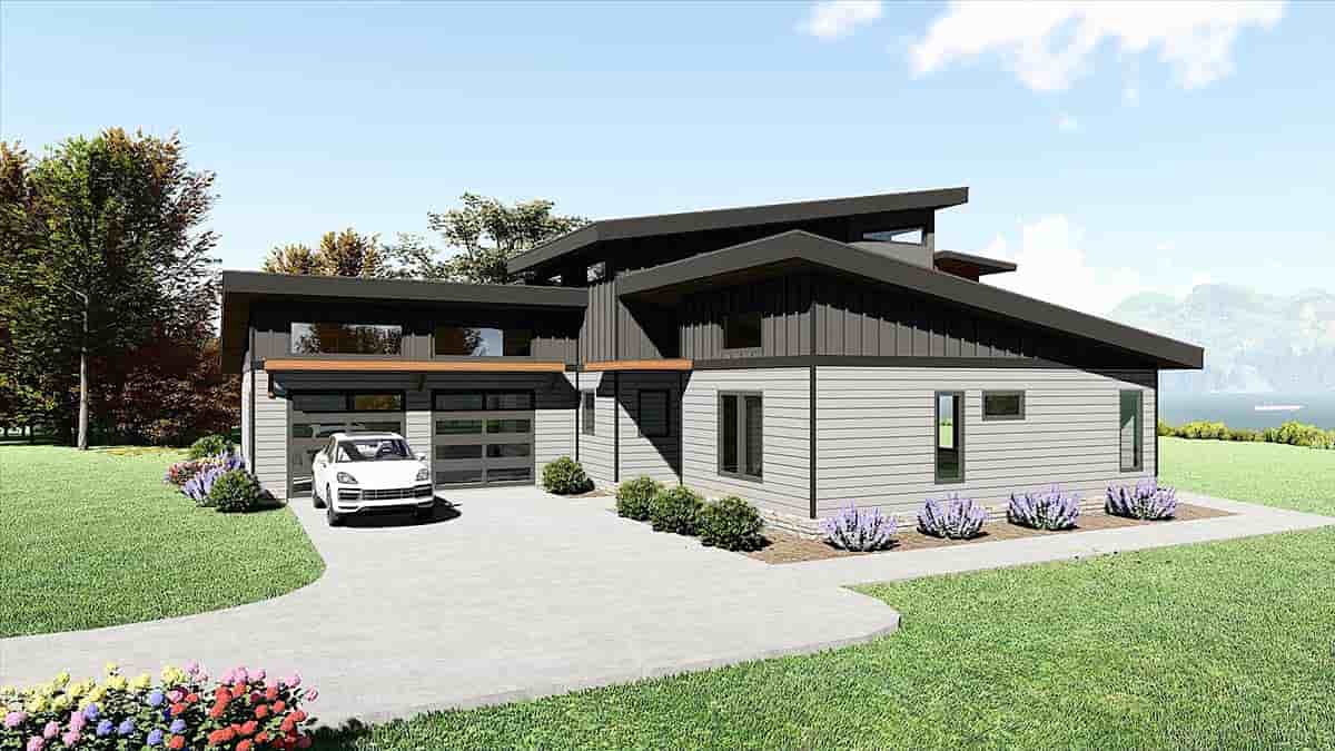 Contemporary, Modern House Plan 84800 with 3 Beds, 2 Baths, 2 Car Garage Picture 1