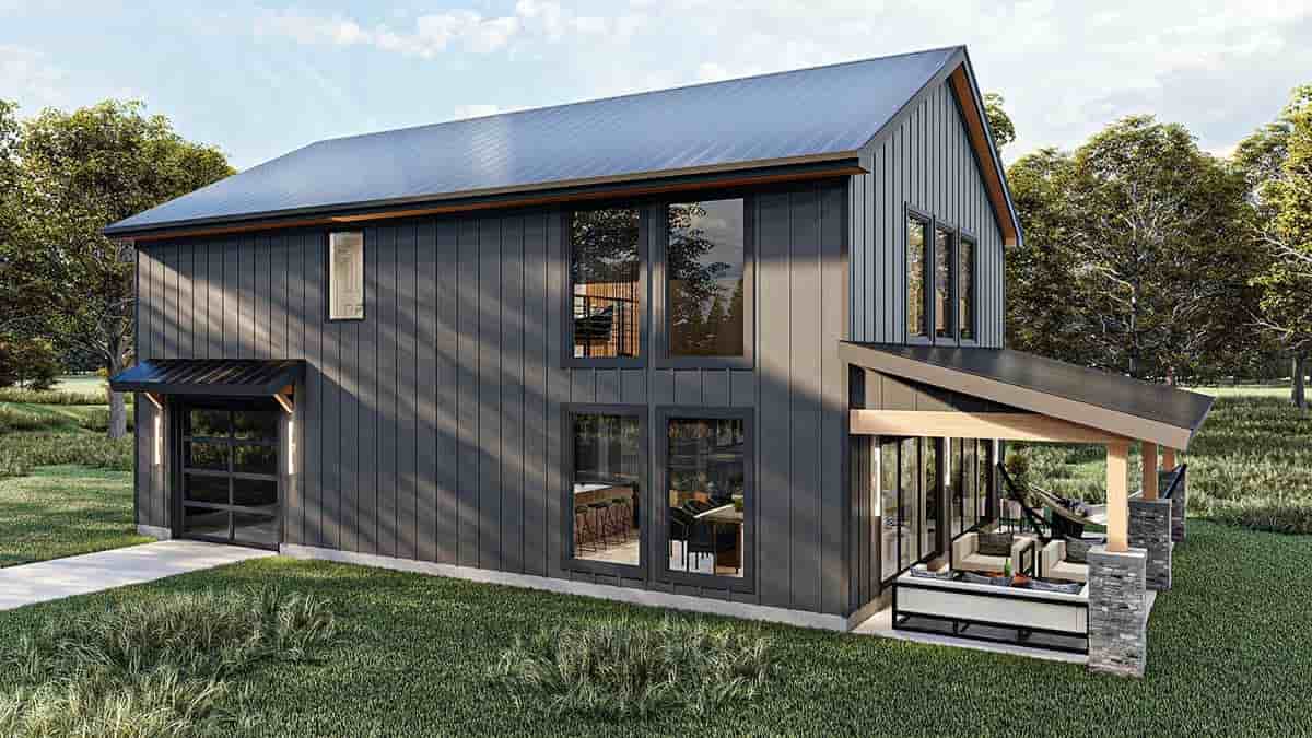 Barndominium, Country, Craftsman, Southern House Plan 84926 with 2 Beds, 3 Baths, 1 Car Garage Picture 2