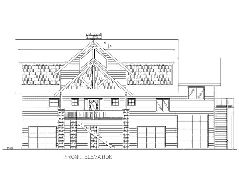 Cabin, Log House Plan 85110 with 4 Beds, 5 Baths, 3 Car Garage Picture 2