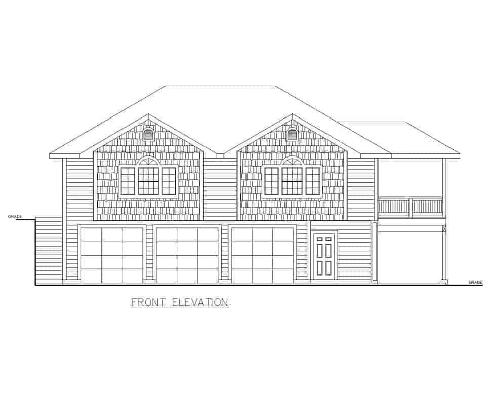 Traditional Garage-Living Plan 85130 with 2 Beds, 2 Baths, 3 Car Garage Picture 3