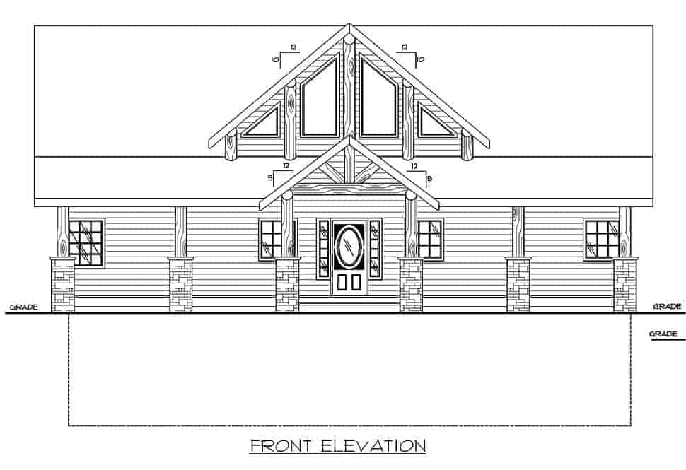 Cabin, Craftsman House Plan 85152 with 3 Beds, 3 Baths, 2 Car Garage Picture 3