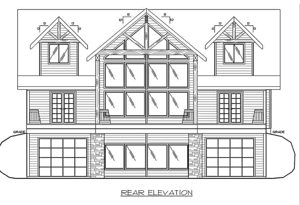 Cabin, Craftsman House Plan 85152 with 3 Beds, 3 Baths, 2 Car Garage Picture 4
