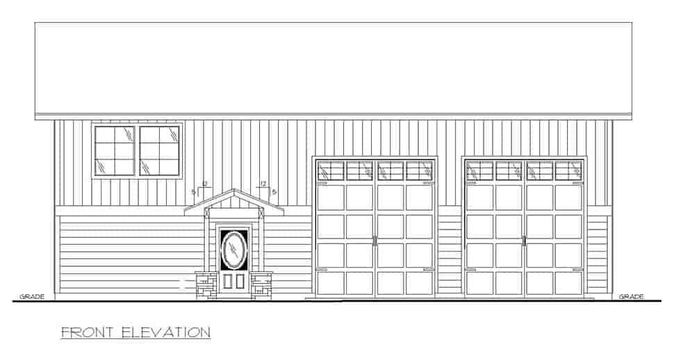 Craftsman Garage-Living Plan 85155 with 1 Beds, 1 Baths, 2 Car Garage Picture 3