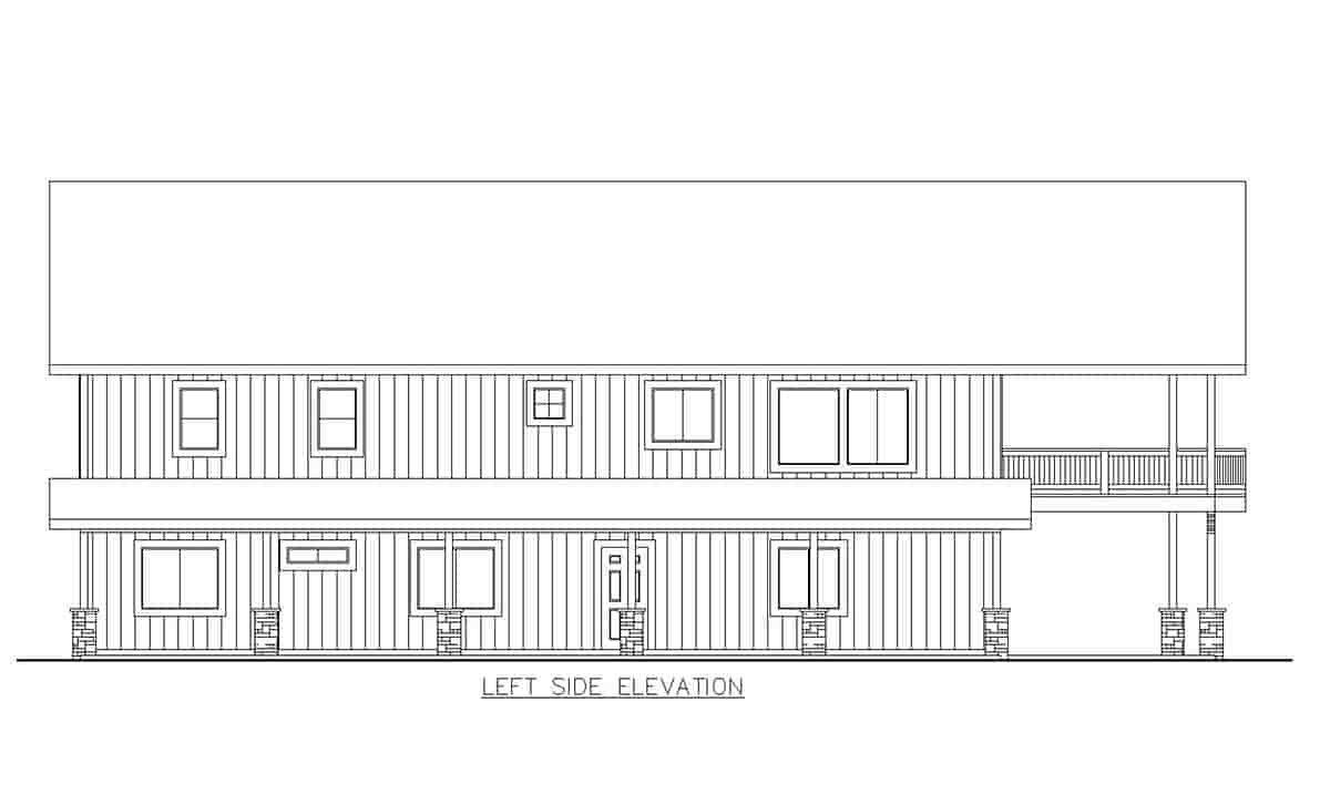 Barndominium, Farmhouse Garage-Living Plan 85168 with 3 Beds, 3 Baths, 4 Car Garage Picture 2