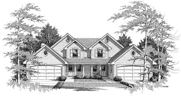 Country, Traditional Multi-Family Plan 86954 with 6 Beds, 6 Baths, 4 Car Garage Picture 3