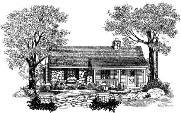 Cabin, Cottage, Country, Ranch House Plan 86957 with 1 Beds, 1 Baths Picture 3