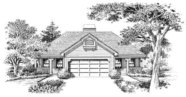 Cabin, Cottage, Country, Ranch Multi-Family Plan 86980 with 2 Beds, 2 Baths, 2 Car Garage Picture 3
