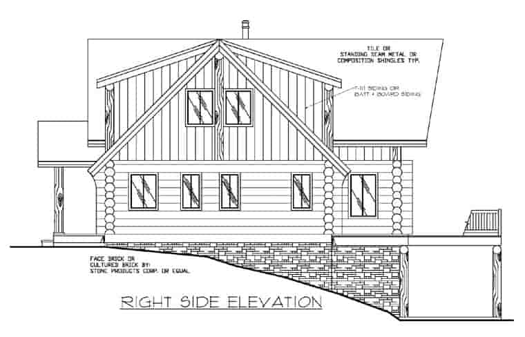 Contemporary, Log House Plan 87029 with 3 Beds, 2.5 Baths, 2 Car Garage Picture 3