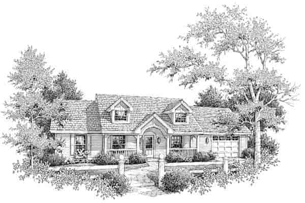 Cape Cod, Country, Ranch House Plan 87398 with 3 Beds, 2 Baths, 1 Car Garage Picture 2