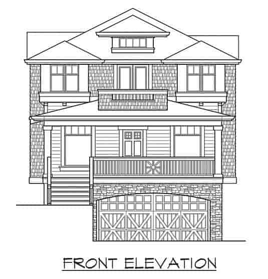 Narrow Lot House Plan 87514 with 4 Beds, 4 Baths, 2 Car Garage Picture 3