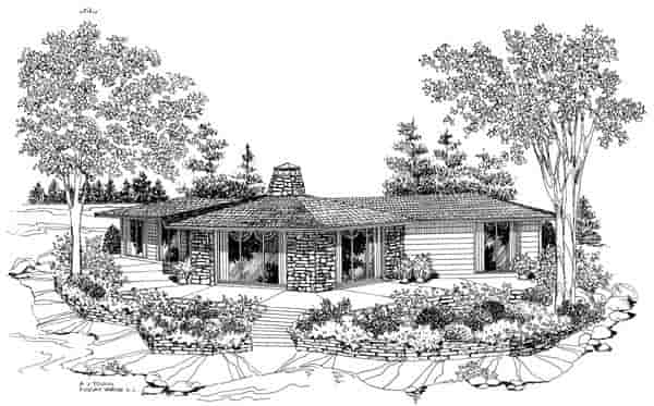Contemporary, Ranch House Plan 90242 with 3 Beds, 2 Baths Picture 1