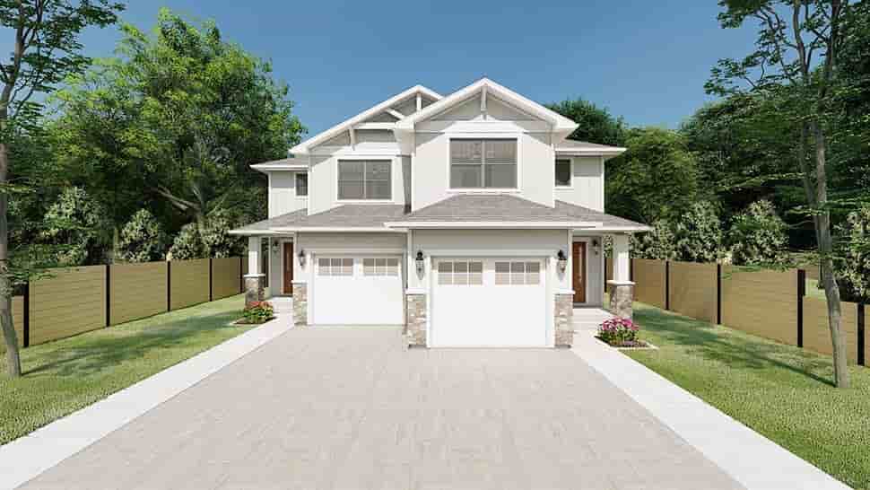 Craftsman Multi-Family Plan 90811 with 6 Beds, 6 Baths, 2 Car Garage Picture 3