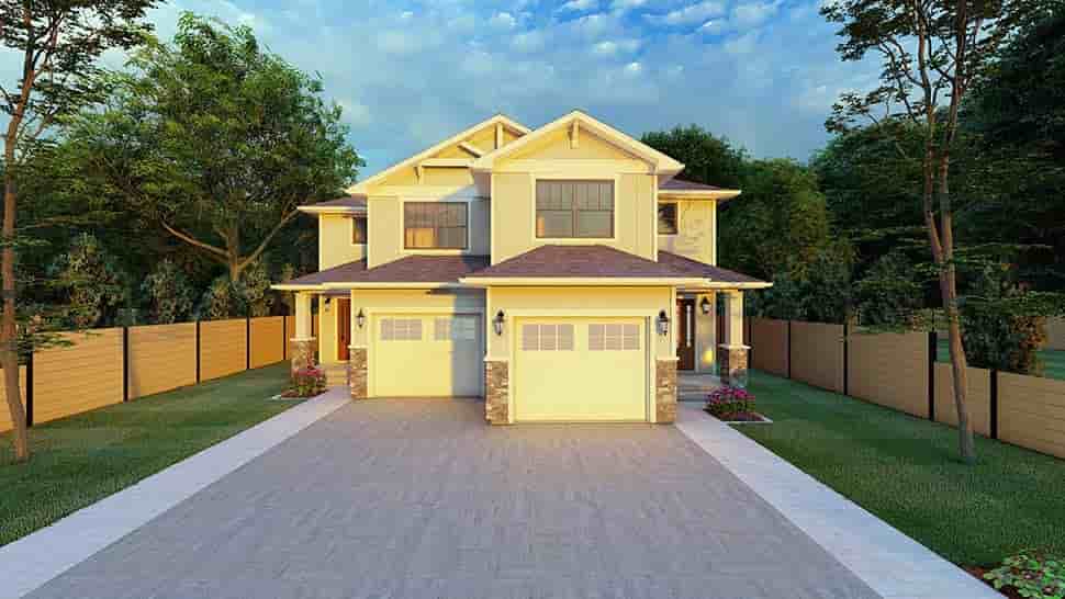 Craftsman Multi-Family Plan 90811 with 6 Beds, 6 Baths, 2 Car Garage Picture 4