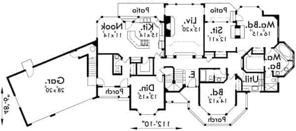 Traditional House Plan 91339 with 6 Beds, 5 Baths, 3 Car Garage Picture 1