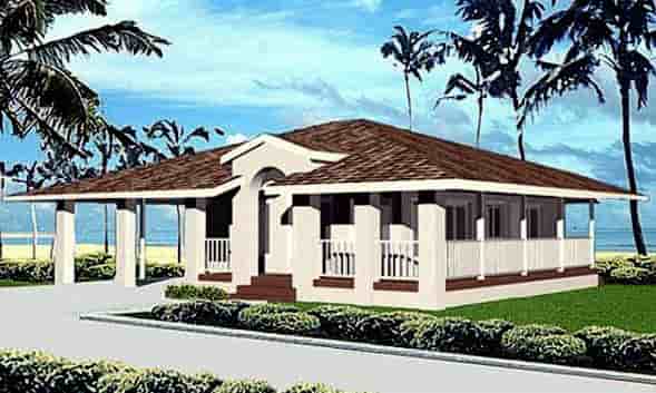 Florida, Mediterranean House Plan 91340 with 2 Beds, 2 Baths, 2 Car Garage Picture 1