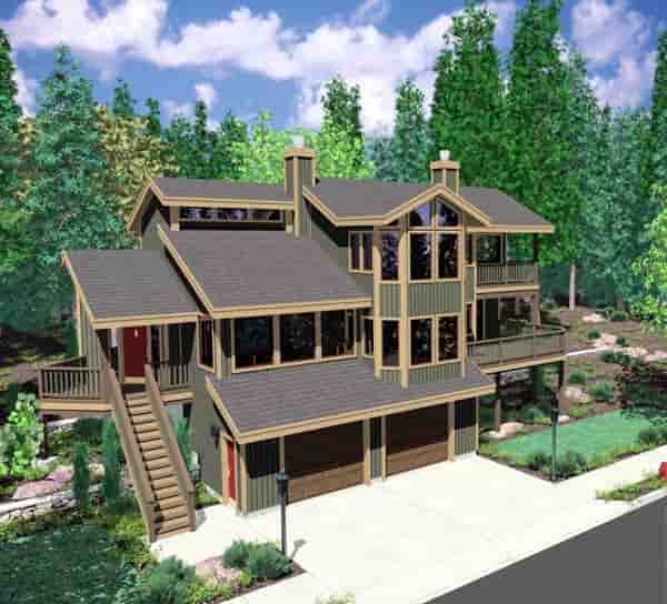 Contemporary House Plan 91343 with 3 Beds, 3 Baths, 2 Car Garage Picture 1