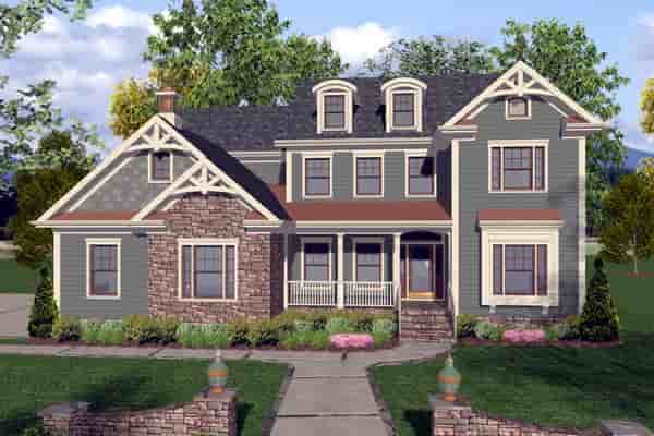 Craftsman, Traditional House Plan 92389 with 4 Beds, 4 Baths, 3 Car Garage Picture 1