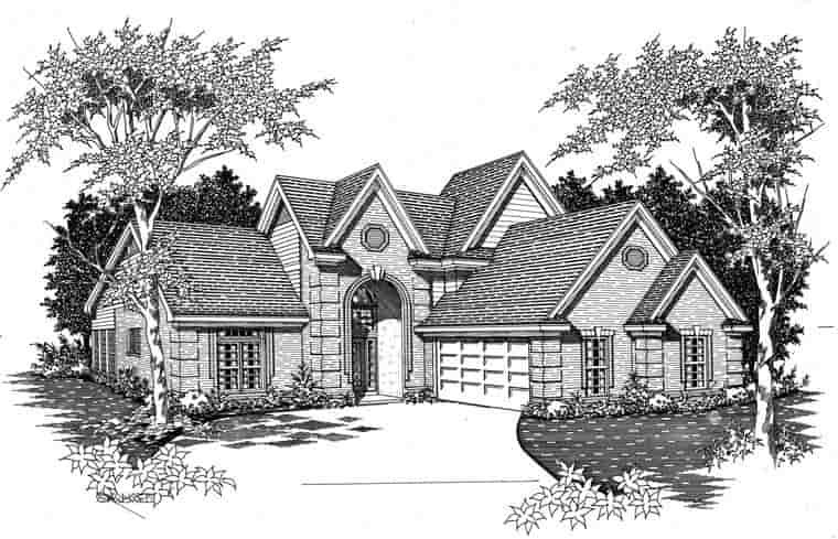 Traditional House Plan 95315 with 4 Beds, 3 Baths, 2 Car Garage Picture 1