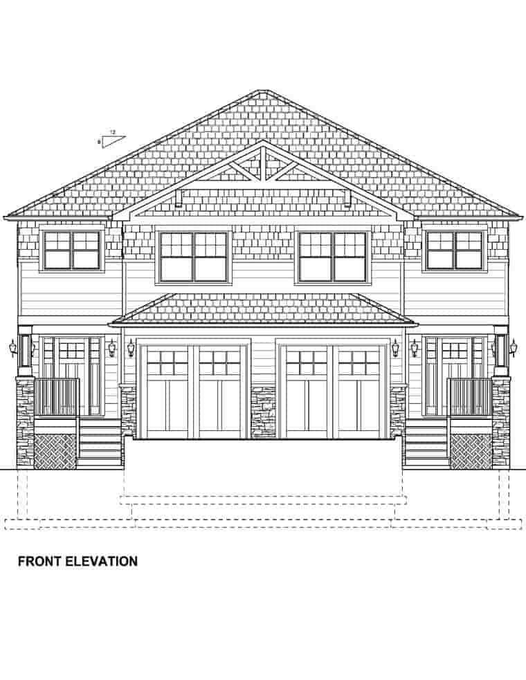 Craftsman Multi-Family Plan 96213 with 10 Beds, 8 Baths, 2 Car Garage Picture 3
