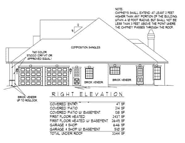European House Plan 96813 with 3 Beds, 2 Baths, 2 Car Garage Picture 1