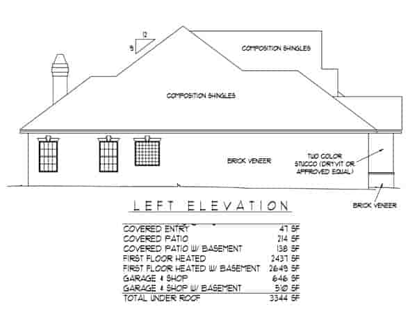 European House Plan 96813 with 3 Beds, 2 Baths, 2 Car Garage Picture 2