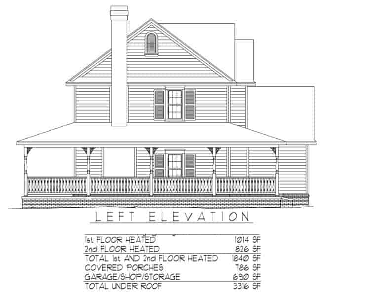 Country, Farmhouse House Plan 96819 with 3 Beds, 3 Baths, 2 Car Garage Picture 1