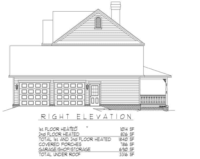 Country, Farmhouse House Plan 96819 with 3 Beds, 3 Baths, 2 Car Garage Picture 2