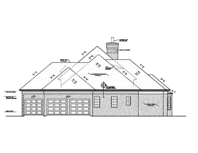 European House Plan 97005 with 3 Beds, 3 Baths, 3 Car Garage Picture 2