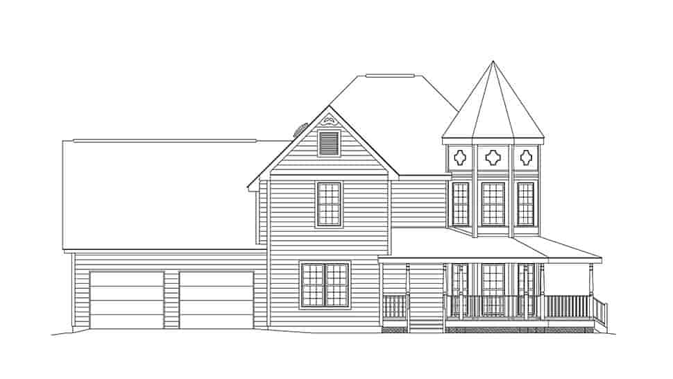 Farmhouse, Victorian House Plan 97212 with 3 Beds, 3 Baths, 2 Car Garage Picture 2