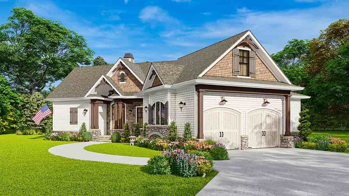 Craftsman, One-Story, Ranch House Plan 97675 with 3 Beds, 2 Baths, 2 Car Garage Picture 1