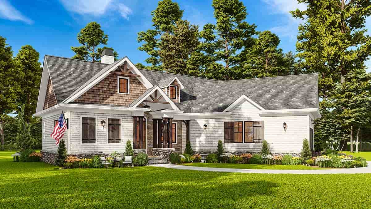Country, Farmhouse, One-Story, Southern House Plan 97693 with 3 Beds, 2 Baths, 2 Car Garage Picture 2