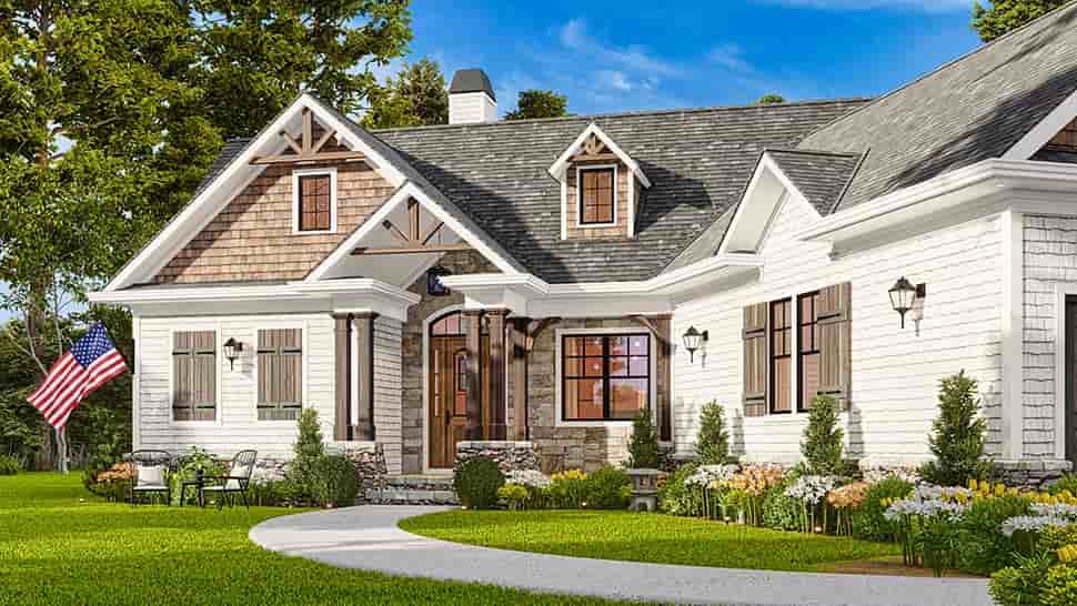 Country, Farmhouse, One-Story, Southern House Plan 97693 with 3 Beds, 2 Baths, 2 Car Garage Picture 3