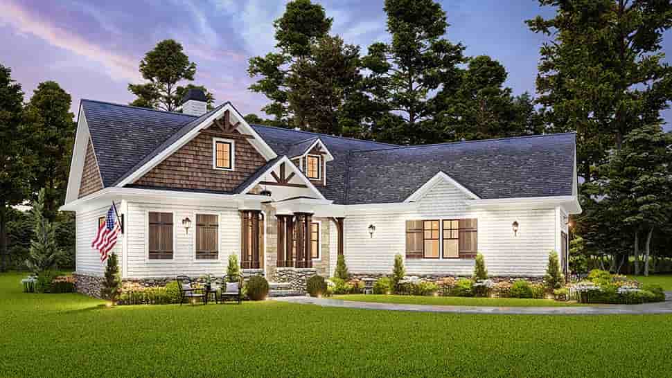 Country, Farmhouse, One-Story, Southern House Plan 97693 with 3 Beds, 2 Baths, 2 Car Garage Picture 6