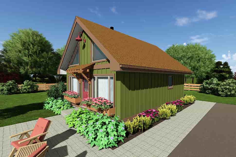 Cabin, Contemporary House Plan 99953 with 2 Beds, 1 Baths Picture 3