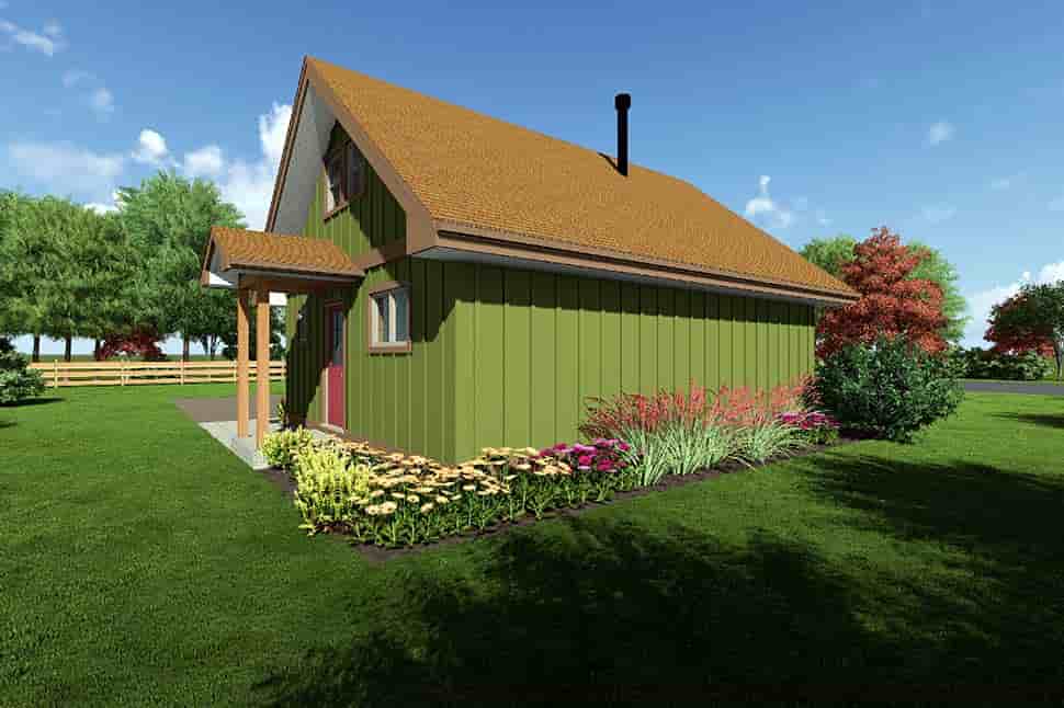 Cabin, Contemporary House Plan 99953 with 2 Beds, 1 Baths Picture 4