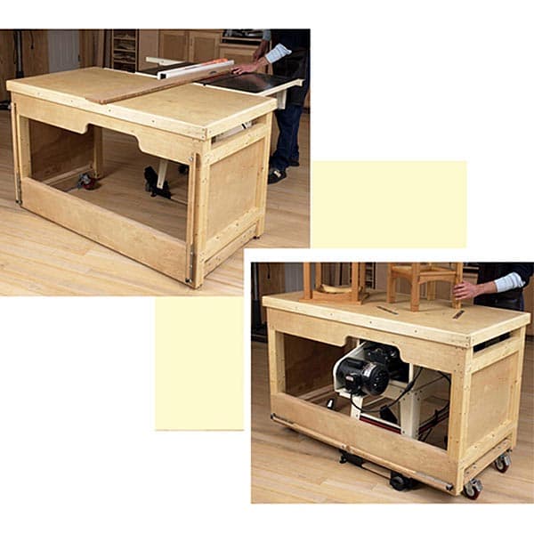 Space-Saving Double-Duty Tablesaw Workbench Woodworking Plan