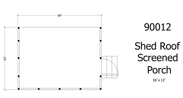 Screened Porch w/ Shed Roof - Project Plan 90012