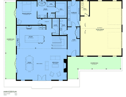 Farmhouse House Plan 100101 with 4 Beds, 3 Baths, 2 Car Garage First Level Plan
