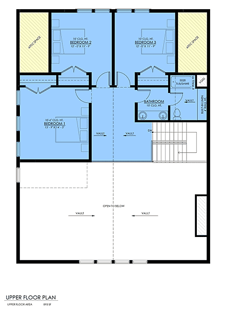 Farmhouse House Plan 100101 with 4 Beds, 3 Baths, 2 Car Garage Second Level Plan