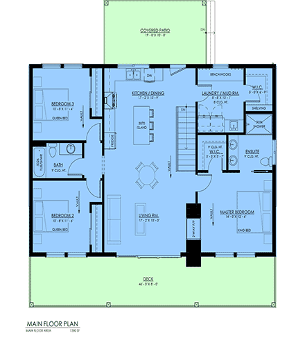Cabin, Country, Farmhouse House Plan 100102 with 4 Beds, 3 Baths First Level Plan