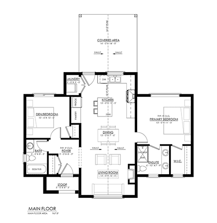 Cottage, Country, Farmhouse House Plan 100106 with 2 Beds, 2 Baths First Level Plan