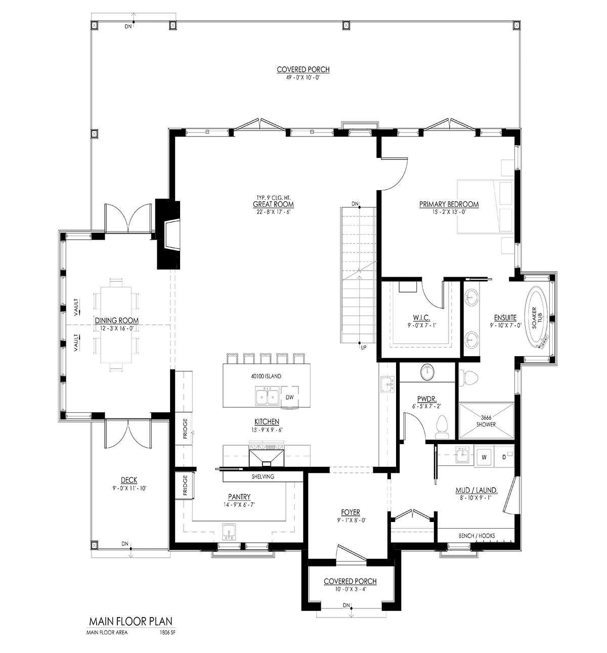 4 Bedroom, 2500 Sq Ft Country Ranch Home Plan with Open Floor Plan, image size:1200x1291